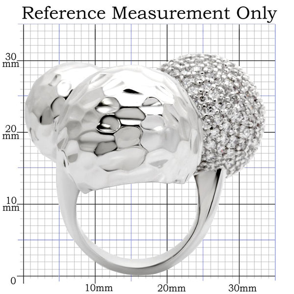 0W121 Rhodium Brass Ring with AAA Grade CZ in Clear