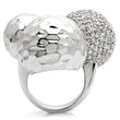 0W121 Rhodium Brass Ring with AAA Grade CZ in Clear