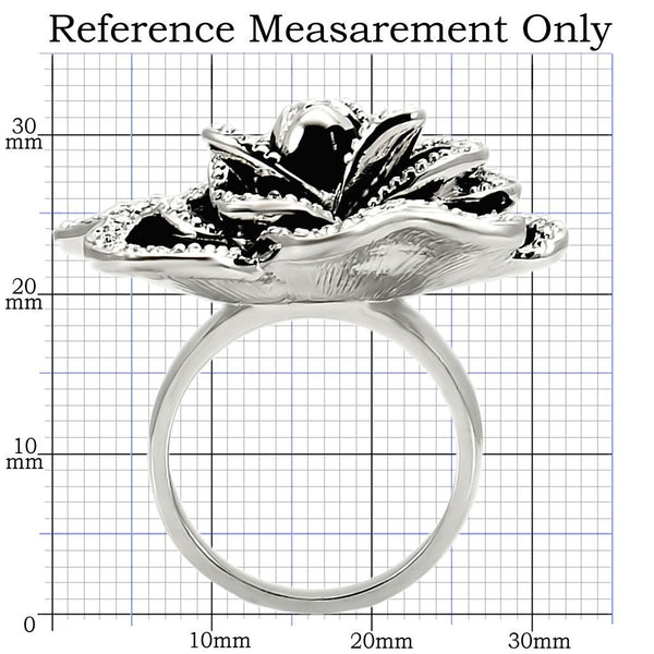 0W252 Rhodium Brass Ring with Top Grade Crystal in Clear