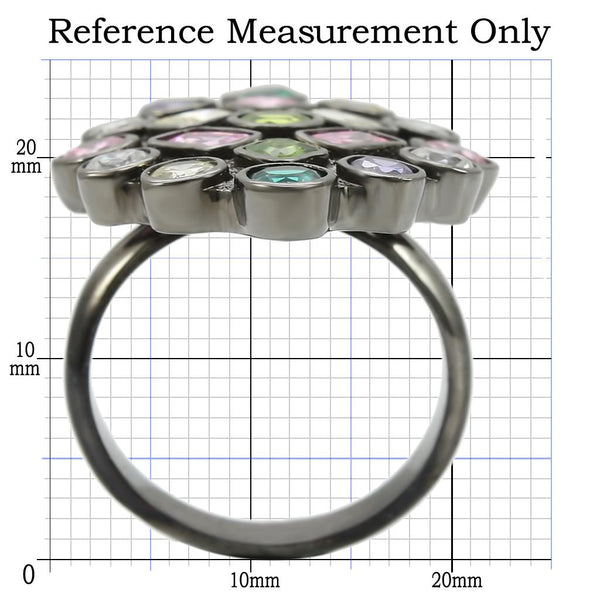 0W297 Ruthenium Brass Ring with AAA Grade CZ in Multi Color