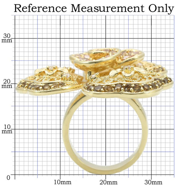 0W312 Gold Brass Ring with AAA Grade CZ in Multi Color