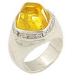 0F223 High-Polished 925 Sterling Silver Ring with AAA Grade CZ in Citrine