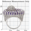 0W018 Rhodium Brass Ring with AAA Grade CZ in Tanzanite