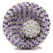 0W018 Rhodium Brass Ring with AAA Grade CZ in Tanzanite