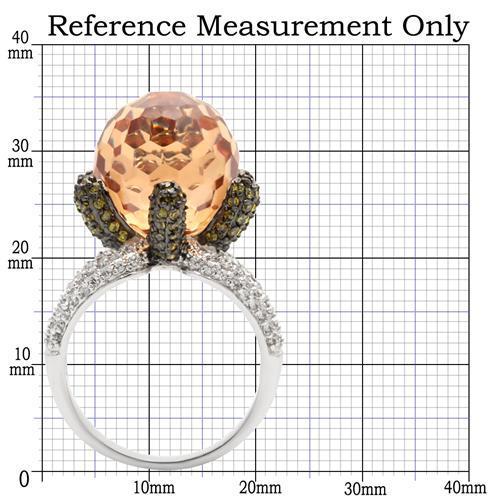 0W021 Rhodium + Ruthenium Brass Ring with AAA Grade CZ in Champagne