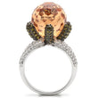 0W021 Rhodium + Ruthenium Brass Ring with AAA Grade CZ in Champagne