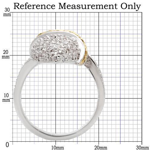 0W099 Gold+Rhodium Brass Ring with AAA Grade CZ in Topaz