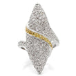 0W099 Gold+Rhodium Brass Ring with AAA Grade CZ in Topaz