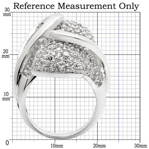 0W118 Rhodium Brass Ring with AAA Grade CZ in Clear