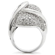 0W118 Rhodium Brass Ring with AAA Grade CZ in Clear