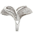 0W118 Rhodium Brass Ring with AAA Grade CZ in Clear
