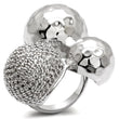 0W121 Rhodium Brass Ring with AAA Grade CZ in Clear