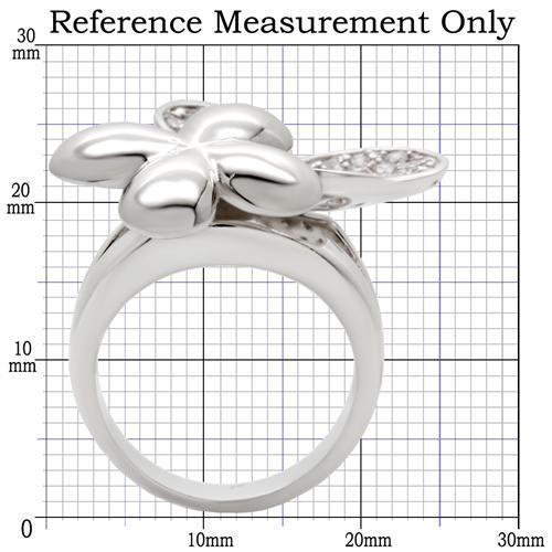 0W147 Rhodium Brass Ring with AAA Grade CZ in Clear