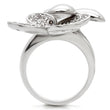 0W147 Rhodium Brass Ring with AAA Grade CZ in Clear