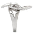0W147 Rhodium Brass Ring with AAA Grade CZ in Clear