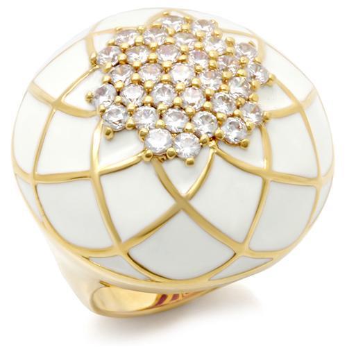 0W206 Gold Brass Ring with AAA Grade CZ in Clear
