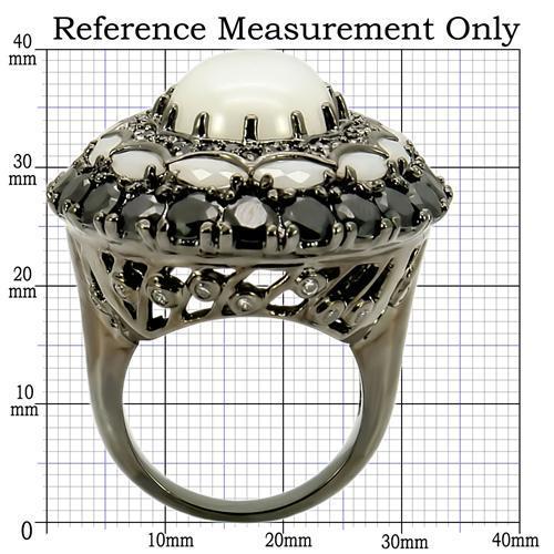 0W213 Ruthenium Brass Ring with Milky CZ in White