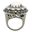 0W213 Ruthenium Brass Ring with Milky CZ in White