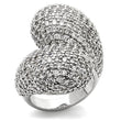 0W216 Rhodium Brass Ring with AAA Grade CZ in Clear