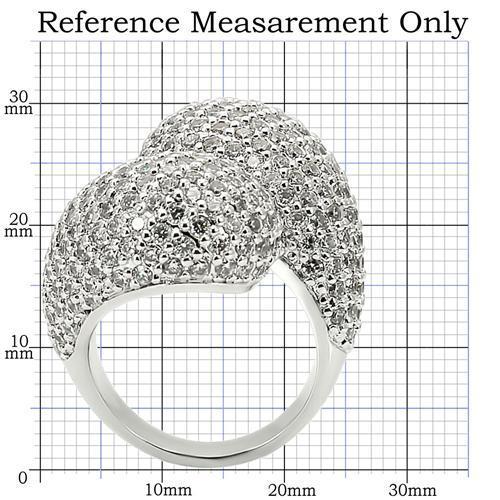 0W216 Rhodium Brass Ring with AAA Grade CZ in Clear