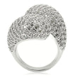 0W216 Rhodium Brass Ring with AAA Grade CZ in Clear