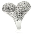 0W216 Rhodium Brass Ring with AAA Grade CZ in Clear