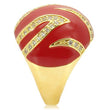 0W229 Gold Brass Ring with AAA Grade CZ in Clear