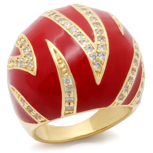 0W229 Gold Brass Ring with AAA Grade CZ in Clear