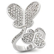 0W237 Rhodium Brass Ring with AAA Grade CZ in Clear