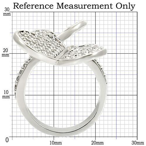 0W237 Rhodium Brass Ring with AAA Grade CZ in Clear