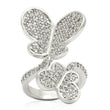 0W237 Rhodium Brass Ring with AAA Grade CZ in Clear
