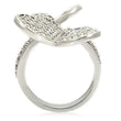 0W237 Rhodium Brass Ring with AAA Grade CZ in Clear
