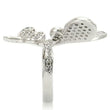0W237 Rhodium Brass Ring with AAA Grade CZ in Clear