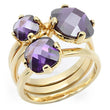 0W259 Gold Brass Ring with AAA Grade CZ in Amethyst