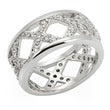 0W266 Rhodium Brass Ring with AAA Grade CZ in Clear