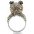 0W279 Ruthenium Brass Ring with Top Grade Crystal in Multi Color