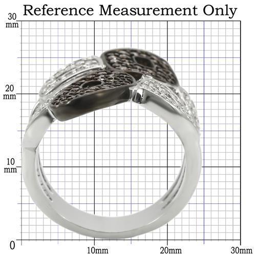 0W295 Rhodium + Ruthenium Brass Ring with AAA Grade CZ in Champagne
