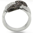0W295 Rhodium + Ruthenium Brass Ring with AAA Grade CZ in Champagne