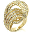 0W316 Gold Brass Ring with AAA Grade CZ in Clear