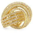 0W316 Gold Brass Ring with AAA Grade CZ in Clear