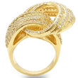 0W316 Gold Brass Ring with AAA Grade CZ in Clear