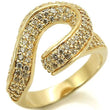 0W317 Gold Brass Ring with AAA Grade CZ in Clear