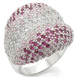 0W322 Rhodium Brass Ring with AAA Grade CZ in Multi Color