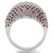 0W322 Rhodium Brass Ring with AAA Grade CZ in Multi Color
