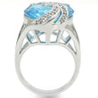 0W343 Rhodium Brass Ring with Synthetic in Sea Blue