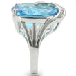0W343 Rhodium Brass Ring with Synthetic in Sea Blue