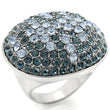 0W347 Rhodium + Ruthenium Brass Ring with Top Grade Crystal in Light Sapphire