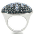 0W347 Rhodium + Ruthenium Brass Ring with Top Grade Crystal in Light Sapphire