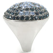0W347 Rhodium + Ruthenium Brass Ring with Top Grade Crystal in Light Sapphire