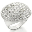 0W348 Rhodium+Brushed Brass Ring with Top Grade Crystal in Clear
